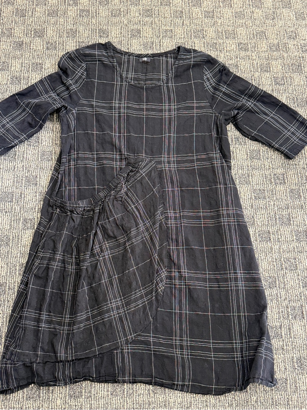 Tulip Black Plaid Cotton Shift Dress Large Pocket Size Small - Picture 7 of 9